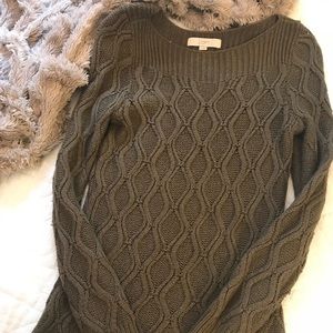 LOFT olive green chunky knit sweater